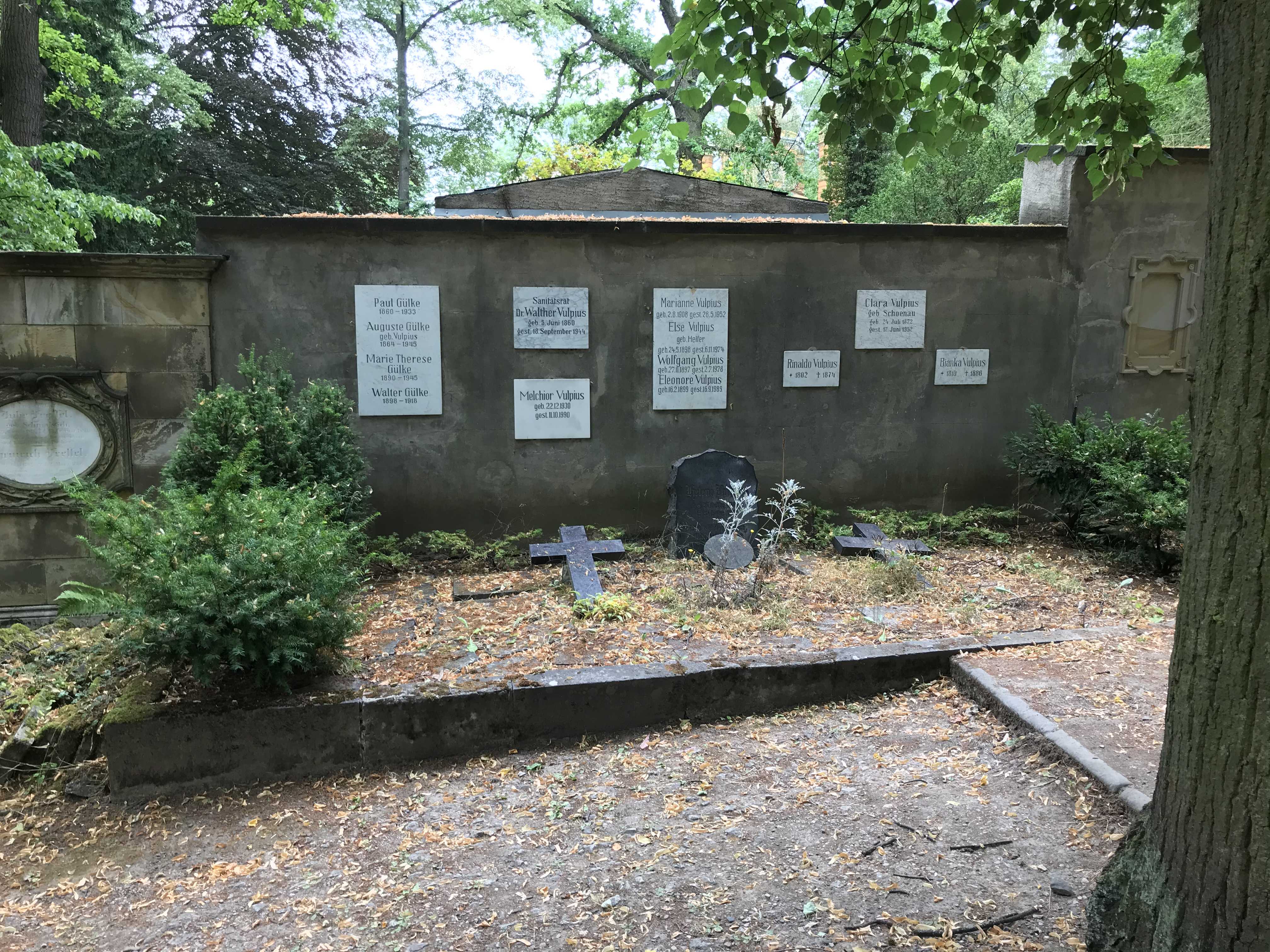 Grabstein Clara Vulpius, geb. Schoenau, Hauptfriedhof Weimar, Thüringen, Deutschland